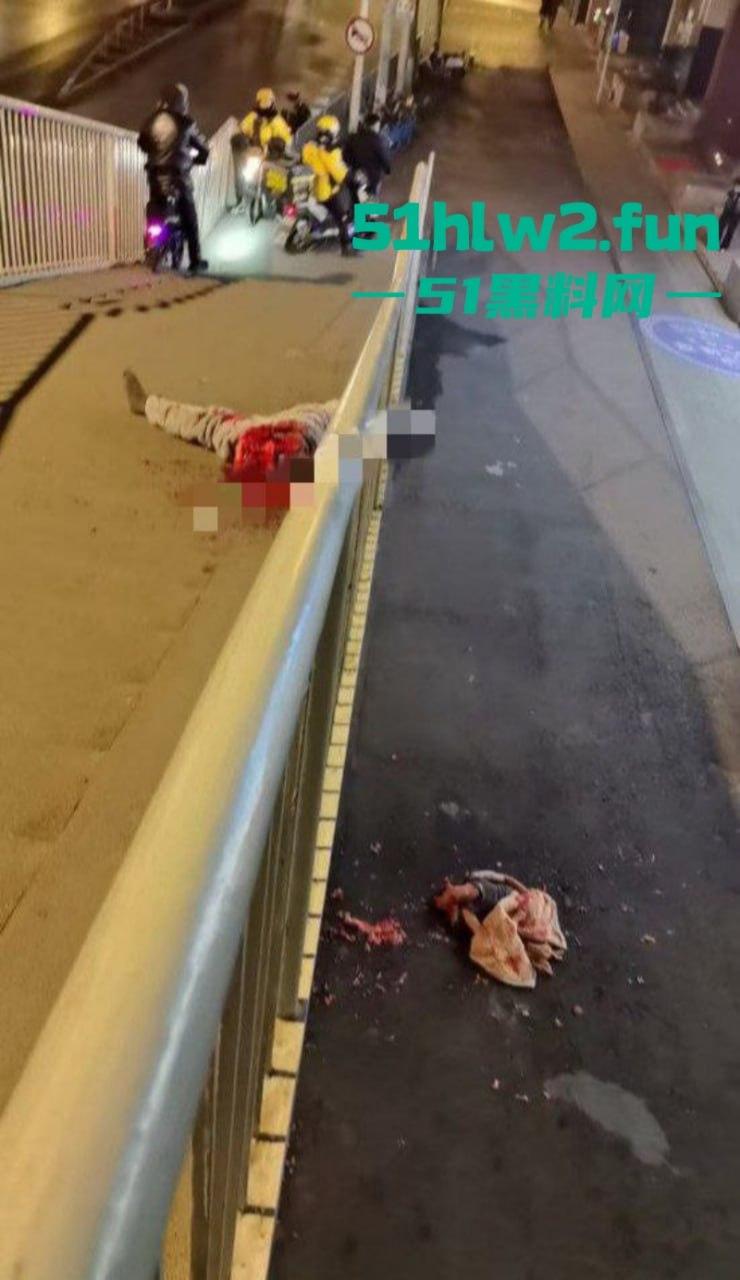 恐怖事件！武汉花园道icc天桥下惊现一具一分为二的碎尸，跳楼自杀撞到栏杆被拦腰切断。-3