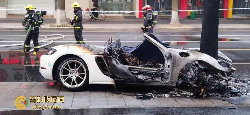 树：我没有动手啊！浙江一辆保时捷撞电动车后撞树起火驾驶人死亡！-8