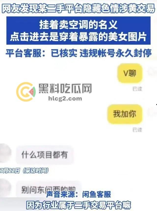 闲鱼“二手空调”涉黄惊爆！硬币、家政服务链接藏美女图片，平台回应封停违规账号！-2