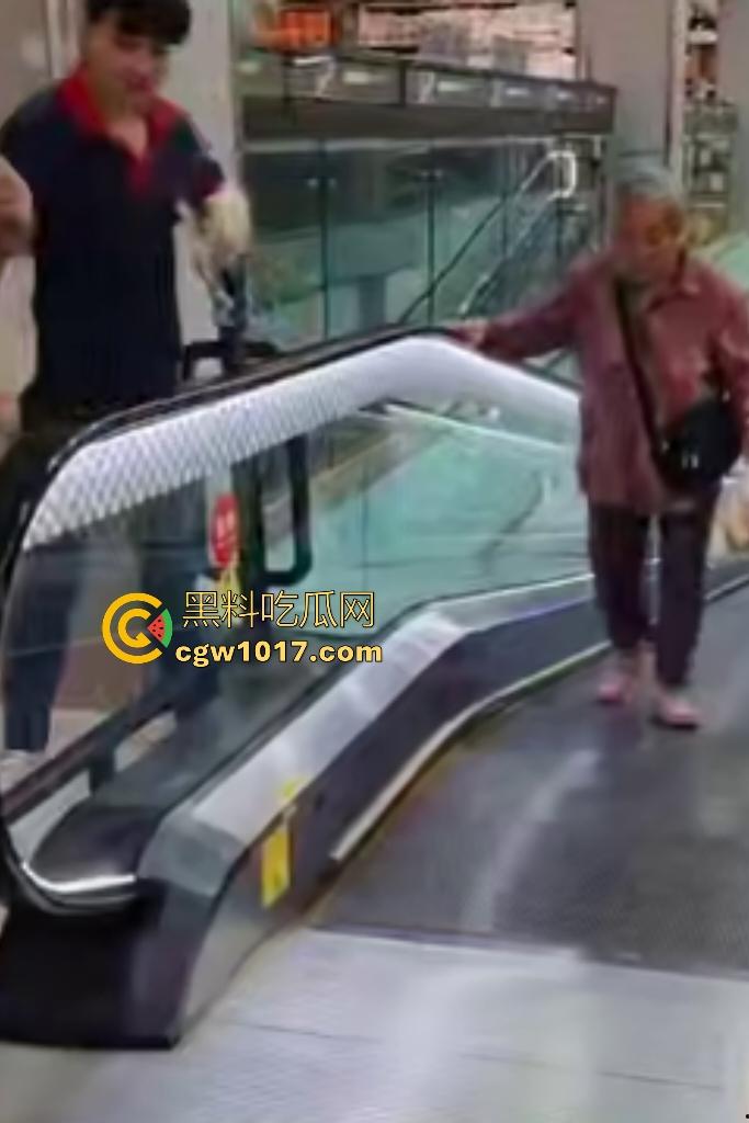 NPC大妈逆行走电梯，电梯向下她硬向上爬，逛一圈回来还在走，还要工作人员拉一把，没摔死就不错了！-4