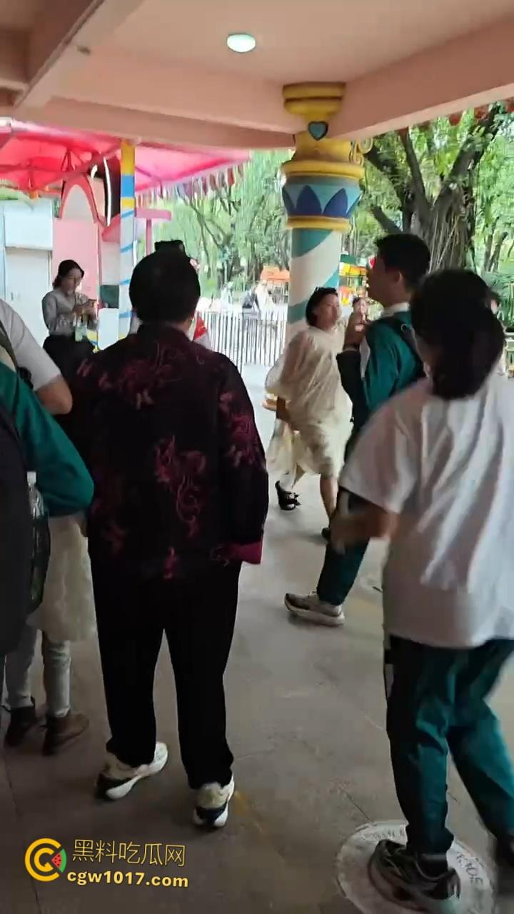 广州长隆野生动物园，长裙美女为狗大闹，不听劝阻当街闹事，怒砸玩具车扔路人，最终被安保人员请出 ！-4