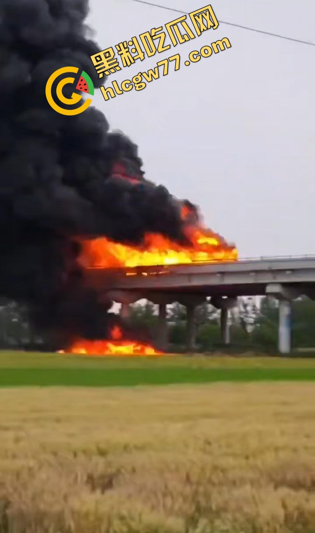 合肥德上高速丰乐河大车因小鸟撞爆油箱可疑引火，司机和消防员被炸飞牺牲！-1