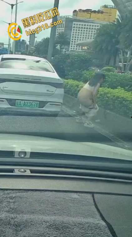 广西南宁街边桂A23678,车上女子下车蹲在马路上,脱掉连衣裙就开始拉!-4