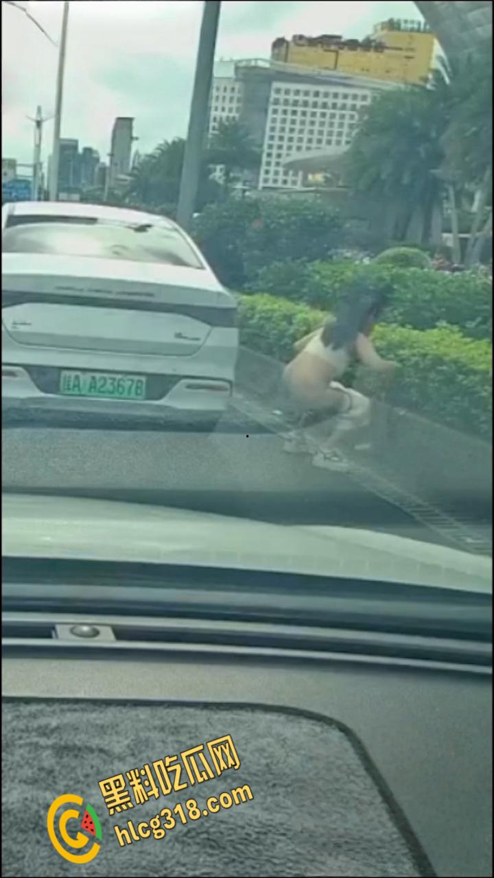 广西南宁街边桂A23678,车上女子下车蹲在马路上,脱掉连衣裙就开始拉!-6
