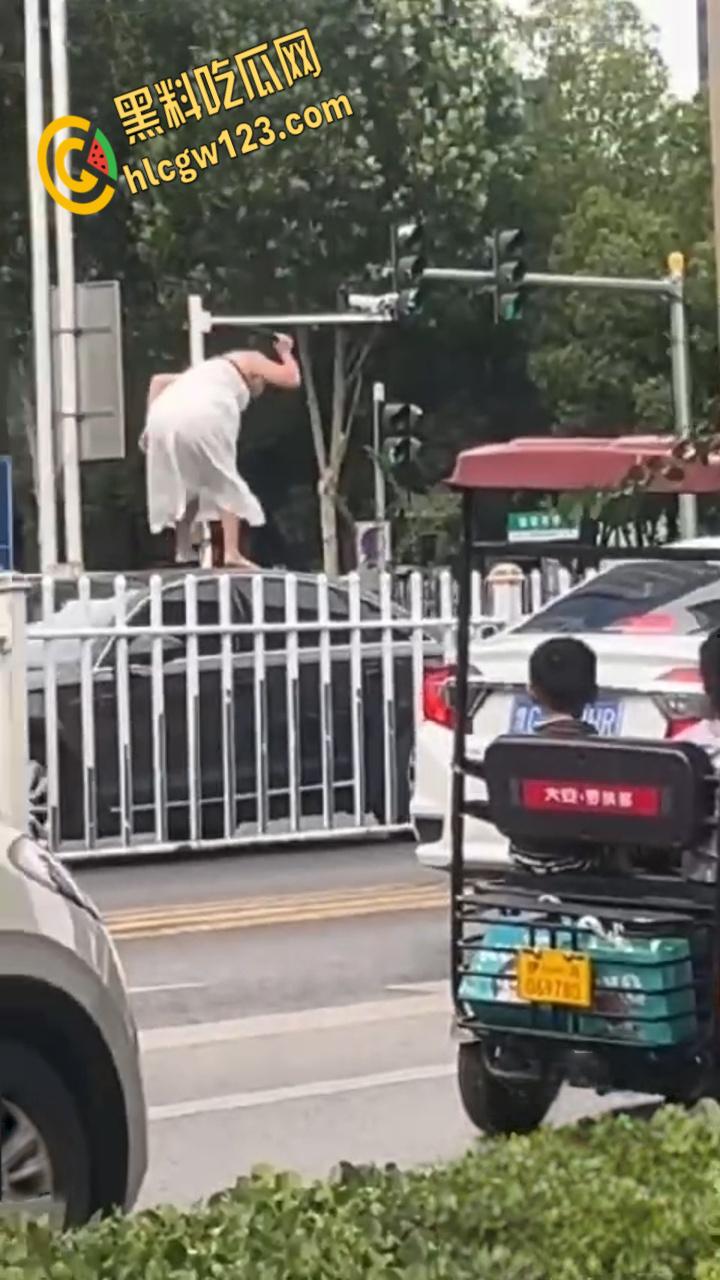 河南洛阳街头惊现症女子,机动车道持械狂砸多车,警方火速介入!-5