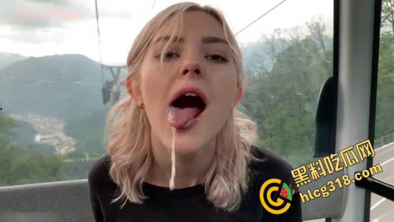 俄罗斯高颜值嫩模【Eva Elfie】，缆车上寂寞发骚，小手捧着肉棒用舌头深情的舔着，谁不想要个这样的女友 ！-6
