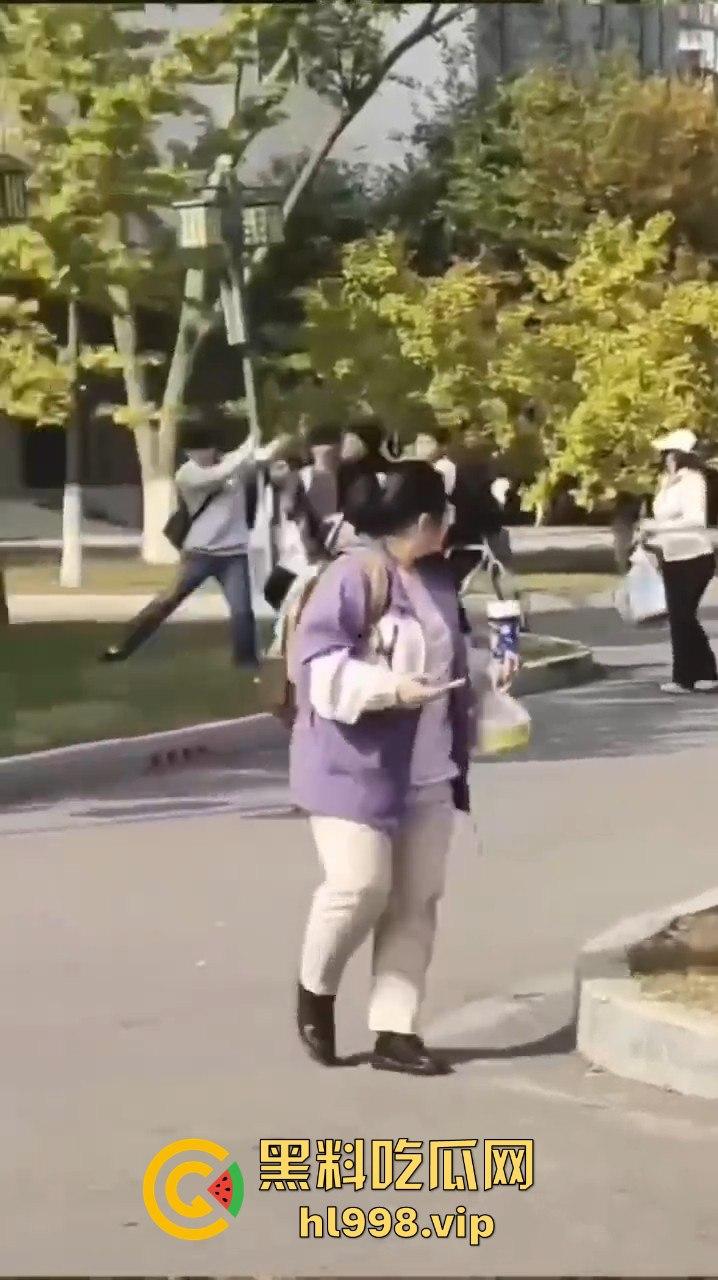 大连庄河大学城惊现校服女引发血案！黑衣男被两学生哥误会暴揍，女子都拦不住！-1