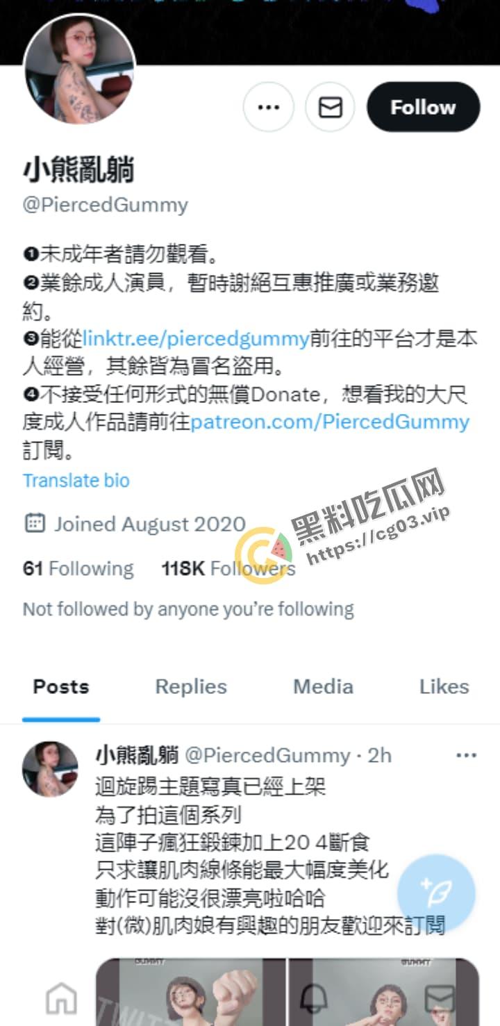 推特INS网黄【小熊亂躺】野性前卫刺青带环 穿孔软糖不雅私拍 为博眼球 勾引路人来过手瘾-1